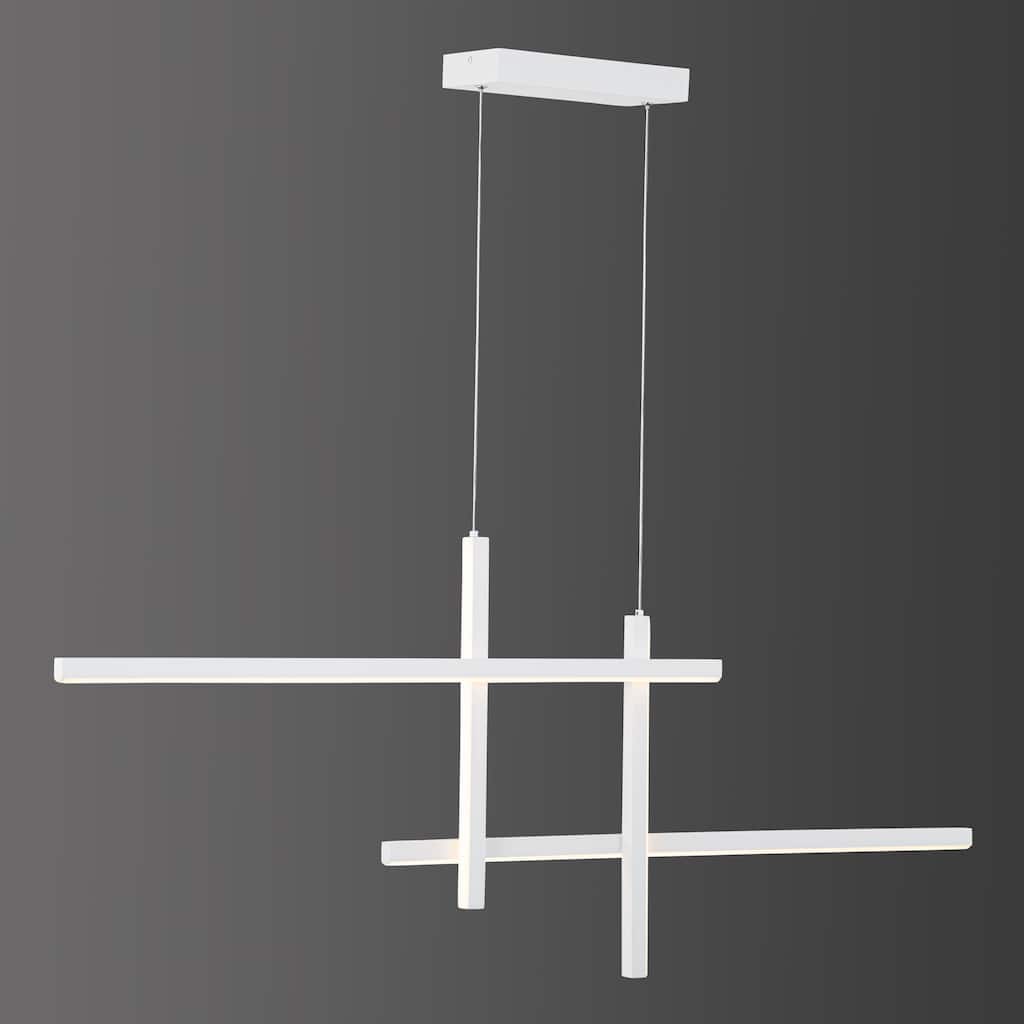 C Cattleya 48" Modern LED Chandelier Kitchen Island Pendant Light - White