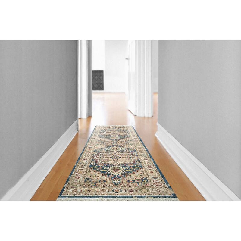 Dynamic Rugs Juno Transitional Area Rug - 2'2" X 7'5" - Navy/Red