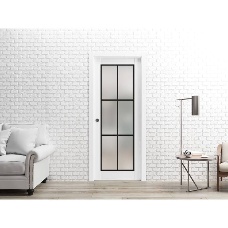 French Pocket Door 18 x 80 Planum 2122 White Silk Kit Trims Rail