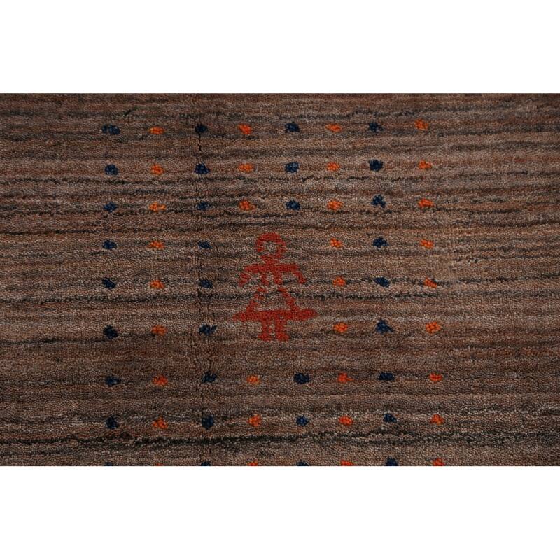 Brown Gabbeh Area Rug Handmade Tribal Oriental Wool Carpet - 8'2" x 9'10"
