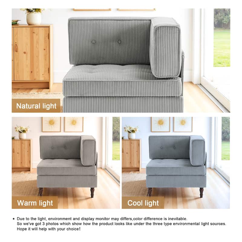 32.57" W Upholstered Corduroy Corner Accent Chair