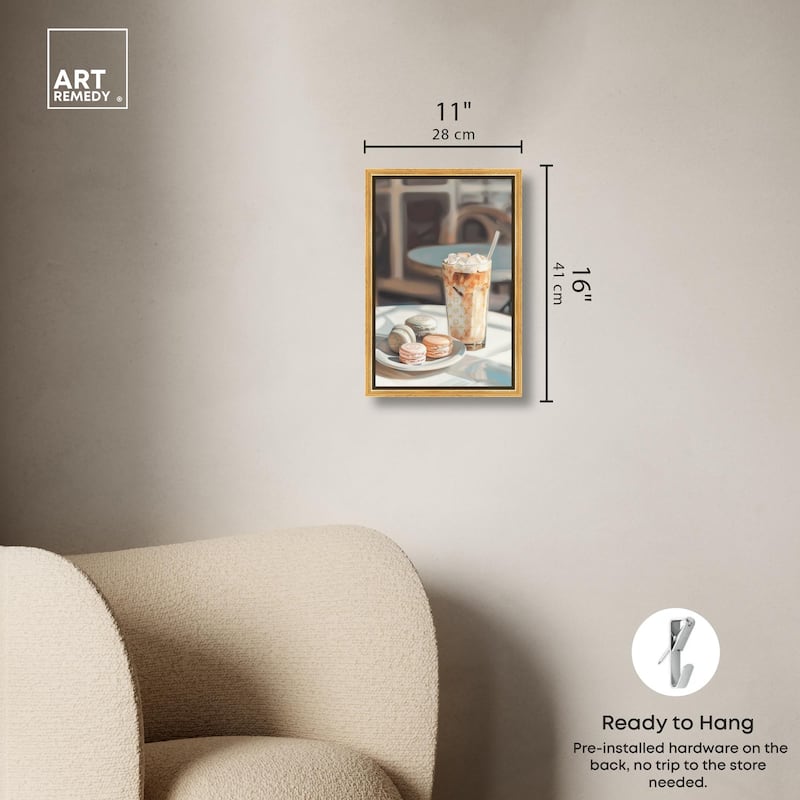 Glam Iced Coffee and Macarons Canvas by Art Remedy