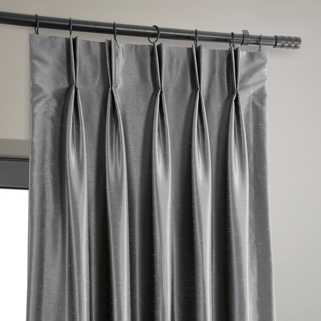 Exclusive Fabrics Solid Faux Dupioni Pleated Blackout Curtain Panel