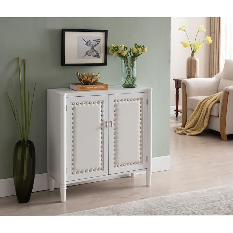 White Faux Leather Console Table