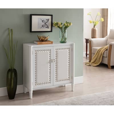 White Faux Leather Console Table