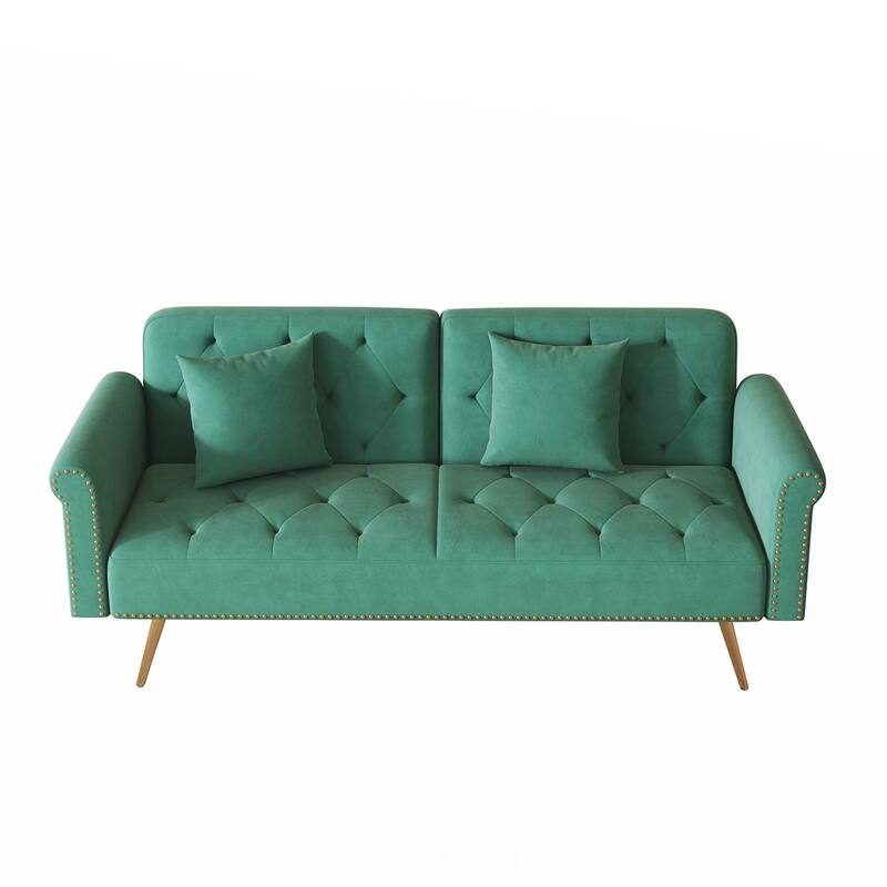 Velvet Tufted Back With 3 Pillow