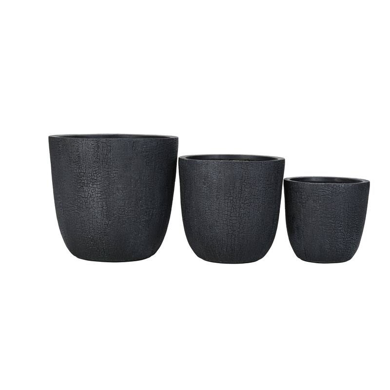 Roomfitters Lightweight MGO Planter Set of 3, Round Weather Resistant Outdoor Indoor Flower Pots for Garden Patio