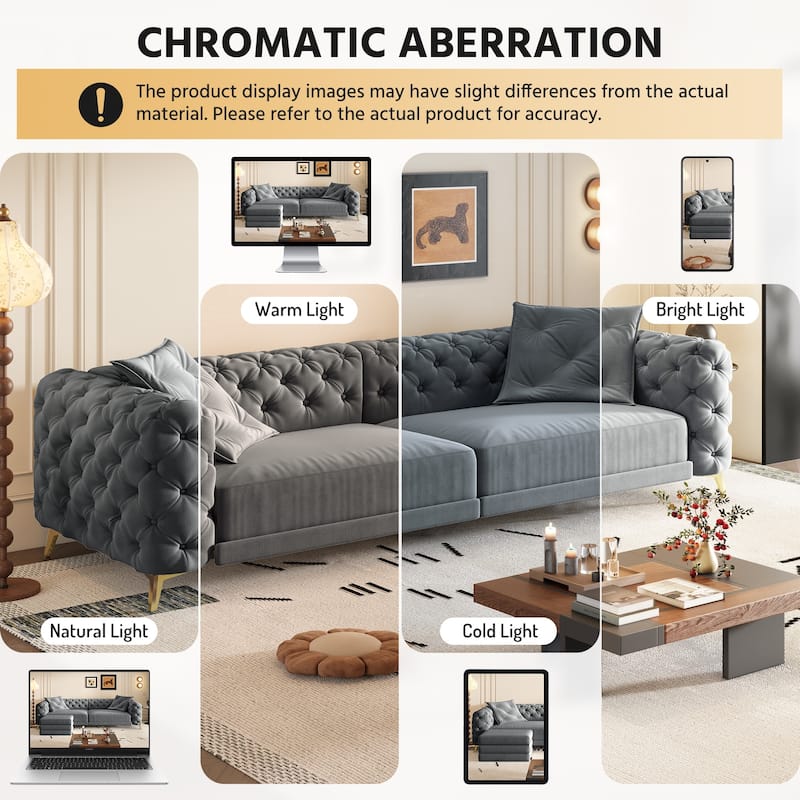 GDFStudio - Velvet 97.7" 3-in-1 Convertible Sleeper Sofa with Pull-Out Bed
