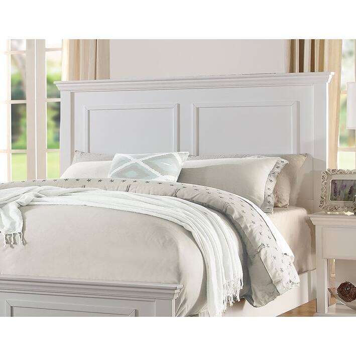 White Color Queen Size Bed Bedroom Furniture High Panel Headboard Footboard Plywood 1pc Bedframe