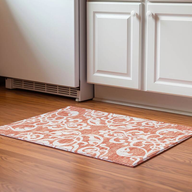Premium Washable Super Soft Traditional Prince Mayfield Rug - Coral - 1'8" x 2'6"