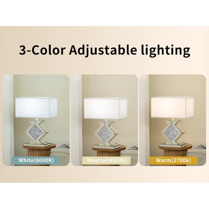 23.6"H Table Lamp With Crystal Mirrored Glass Base