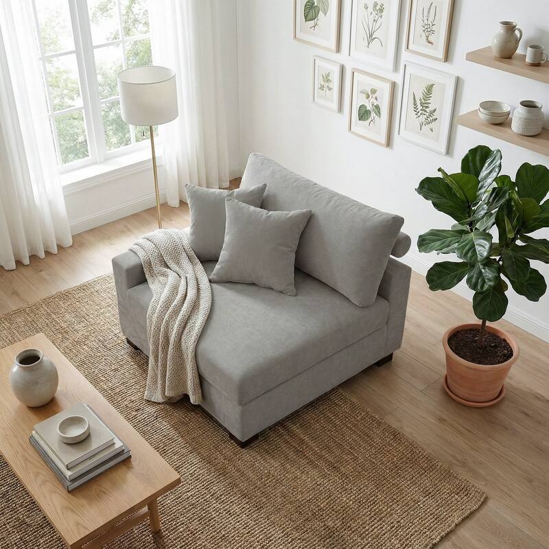 Chenille Upholstered Armless Accent Chair With Plush Cushion