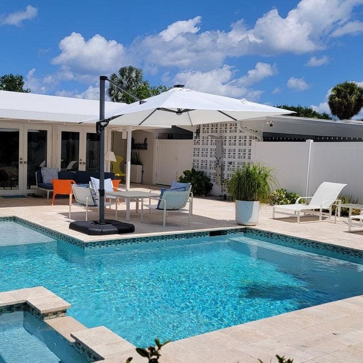 PURPLE LEAF 8 ft 360 Degree Rotation Patio Umbrella With Base