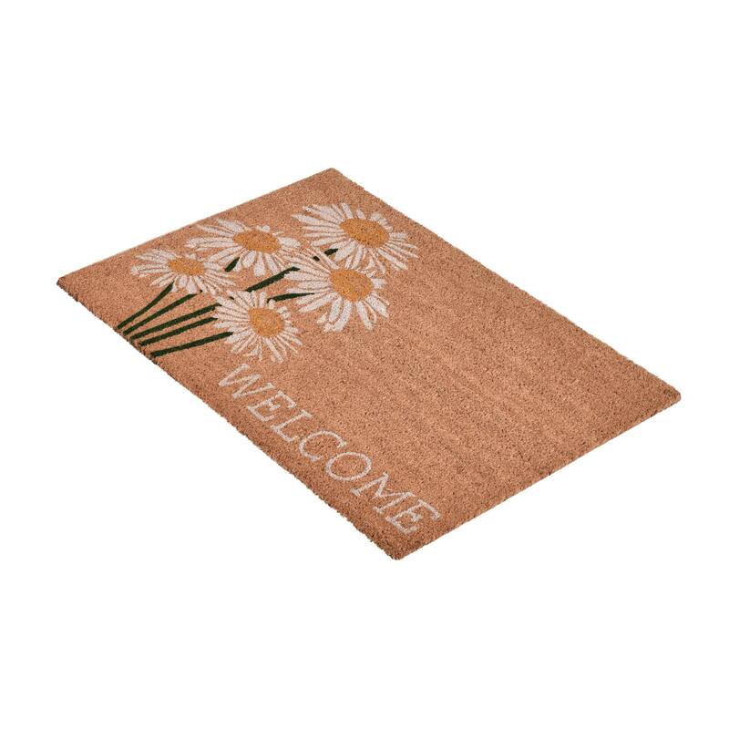 Villa by Classic Home Daisy Welcome 24x36 Ivory and Natural Choir Doormat
