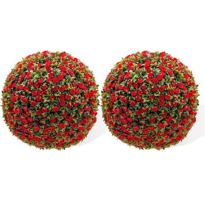 2PCS 15" Artificial Flower Topiary Decorative Balls for Home Decor - 15.7 inch