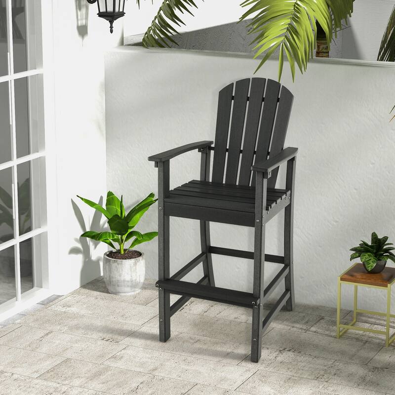 Gymax 2PCS HDPE Bar Height Stool Tall Chair Armrest Footrest All