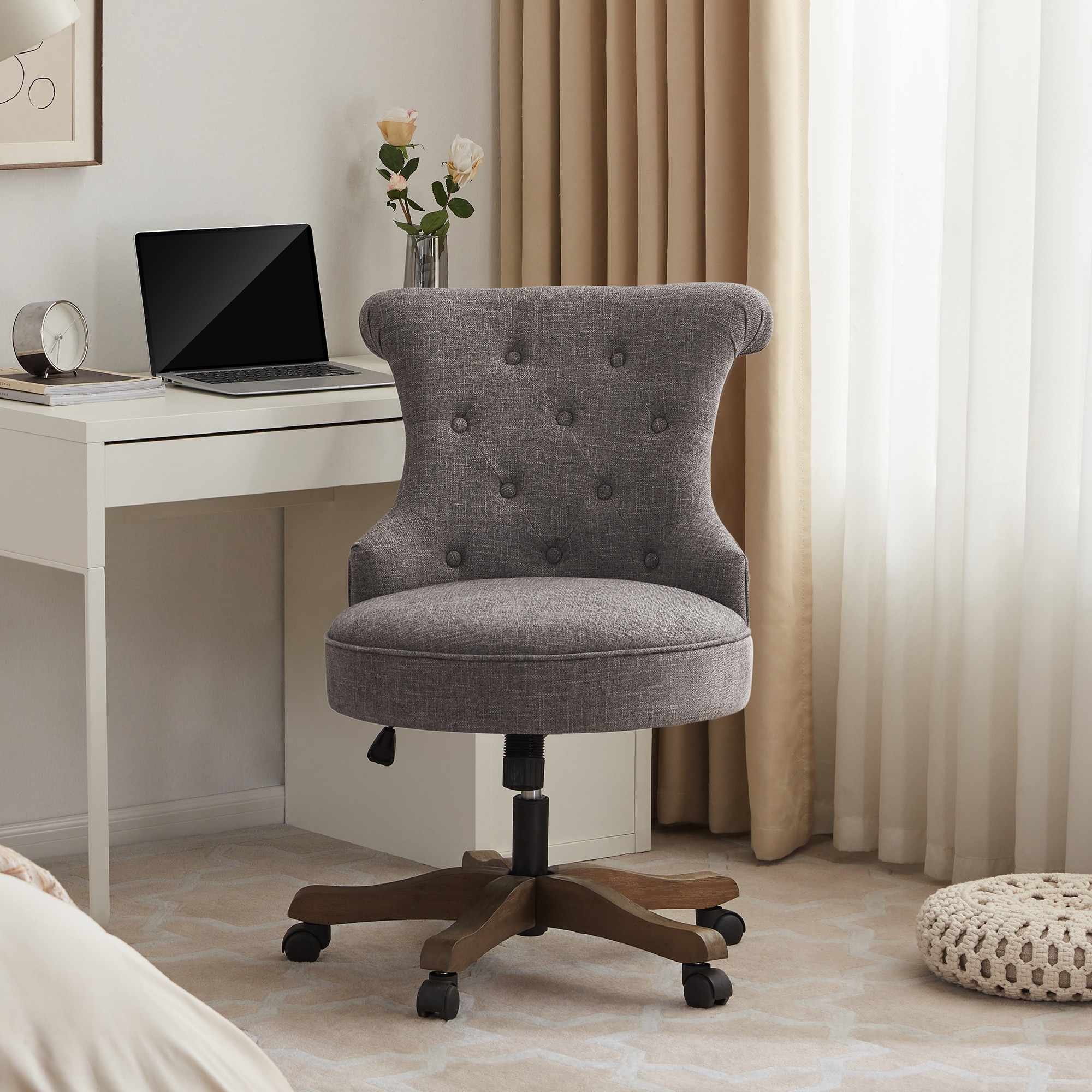 Fabric desk sales chairs with wheels