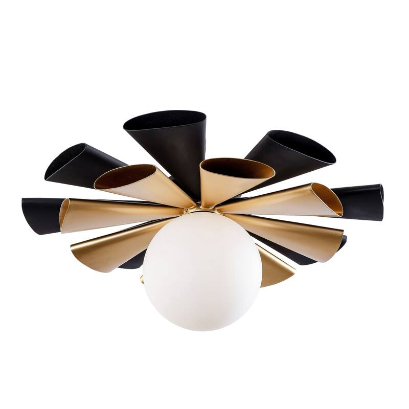 Varaluz Daphne 1-Light Convertible Flush Mount/Sconce - Matte Black/French Gold - 24" Diameter