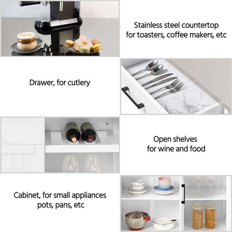 Yaheetech Rolling Kitchen Cart with Stainless Steel Top and Storage