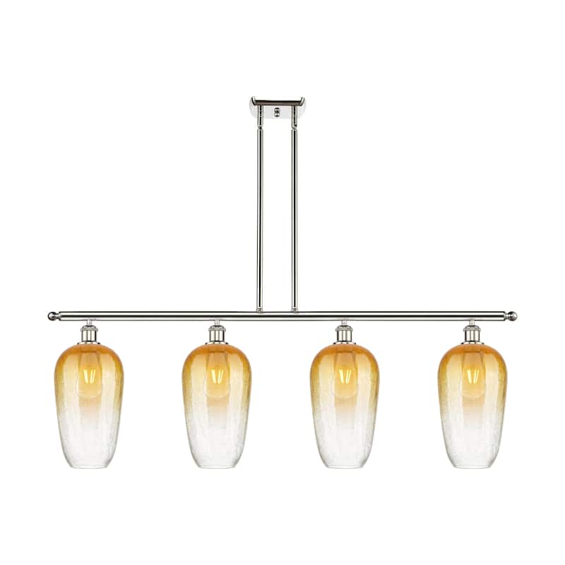 Innovations Lighting Endless Possibilities Ballston - Brookhaven Flute - 4 Light 48" Stem Hung Island Light - Polished Nickel/Amber