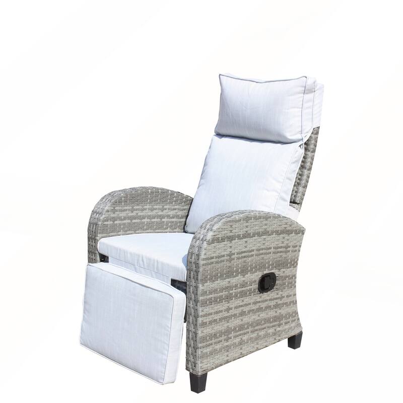 Outdoor Wicker Recliner Chair with Adjustable Backrest and Armrests