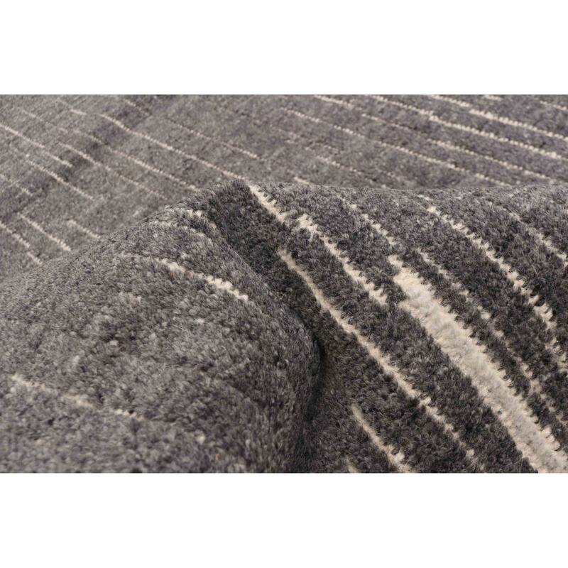 ECARPETGALLERY Hand-knotted Tangier Dark Grey Wool Rug - 4'11 x 7'10