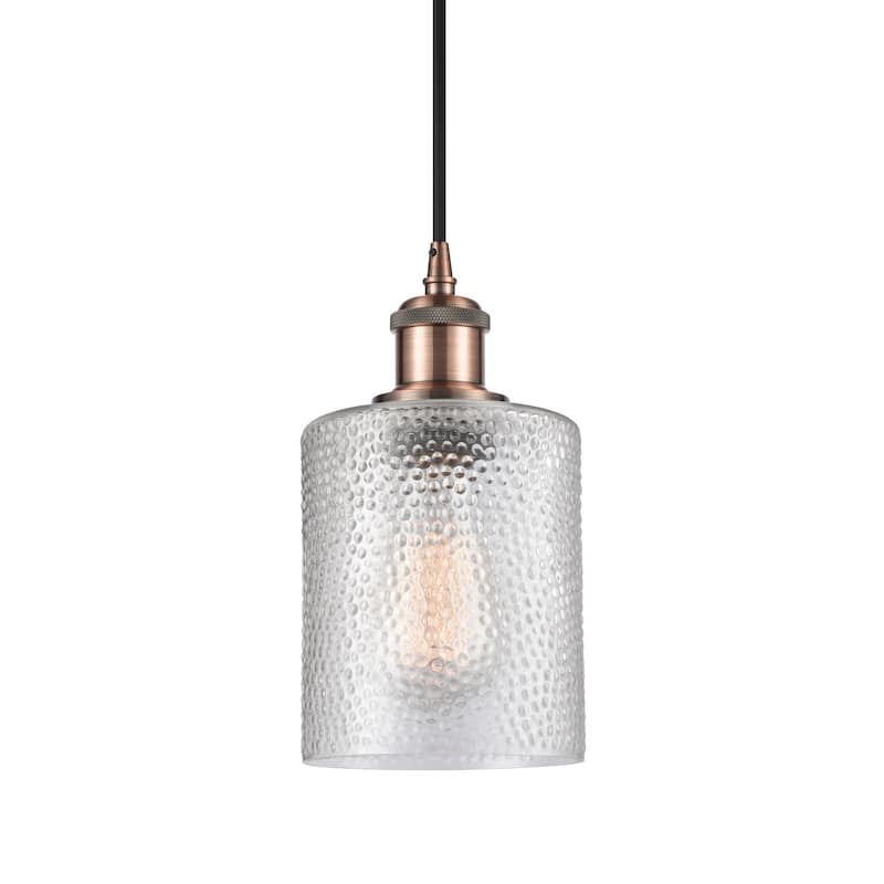 Innovations Lighting 516-1P-8-5 Cobbleskill Pendant Cobbleskill 5" - Clear / Antique Copper