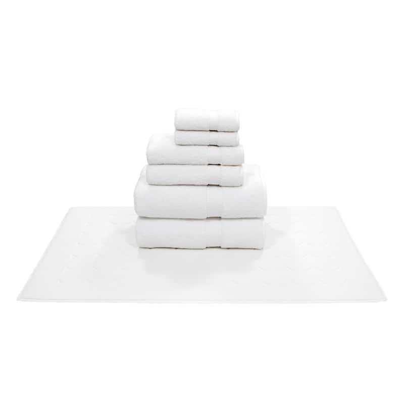 Authentic Hotel and Spa Turkish Cotton 7-piece Towel Set with Bath Mat