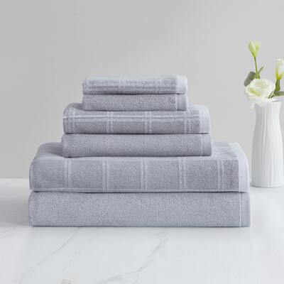 VCNY Home Sasha Grey Plaid Cotton Dobby Bath Towel Collection