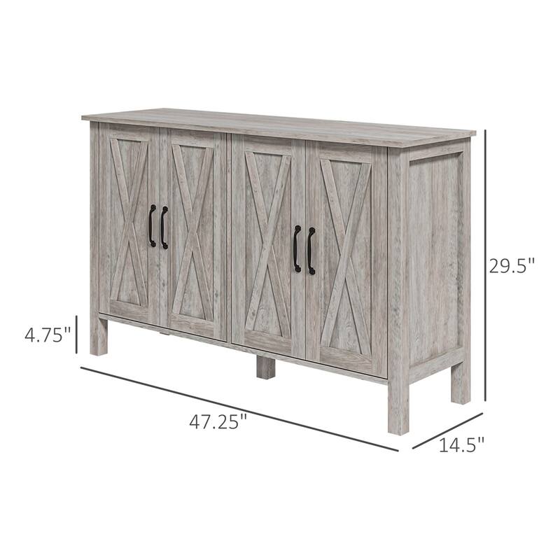 Coffee Bar Buffet Cabinet Sideboard w/ 4 Doors & 2 Adjustable Shelves