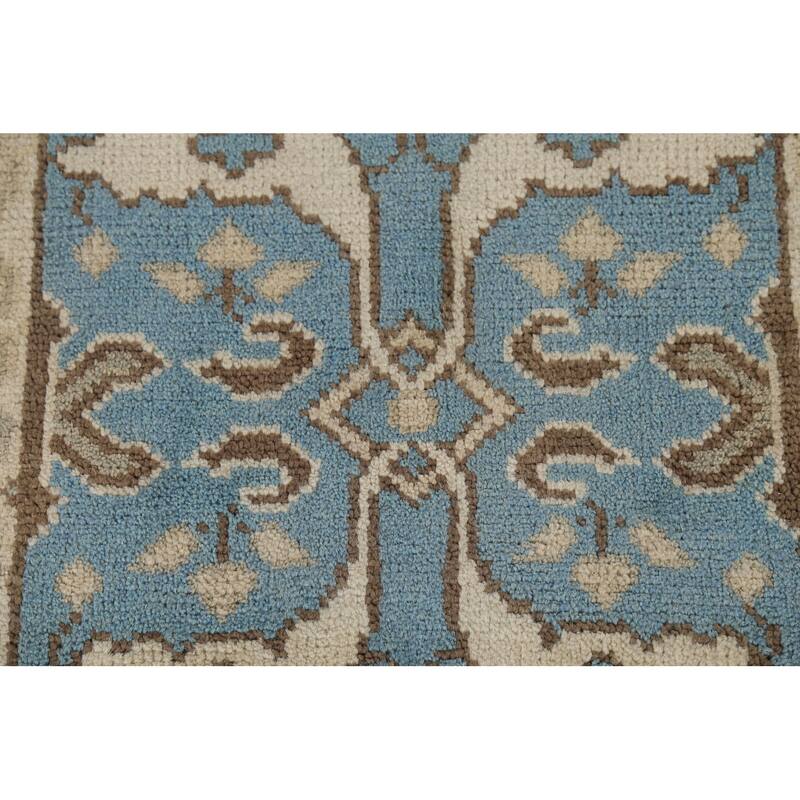 Light Blue Transitional Oushak Indian Runner Rug Handmade Wool Carpet - 2'5"x 7'9"