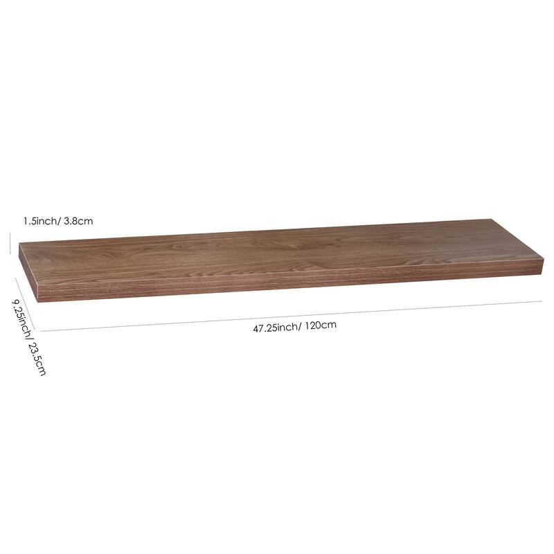 Set of 2 Modern and Contemporary JD Walnut Floating Shelf - 47.2*9.25*1.5 inches