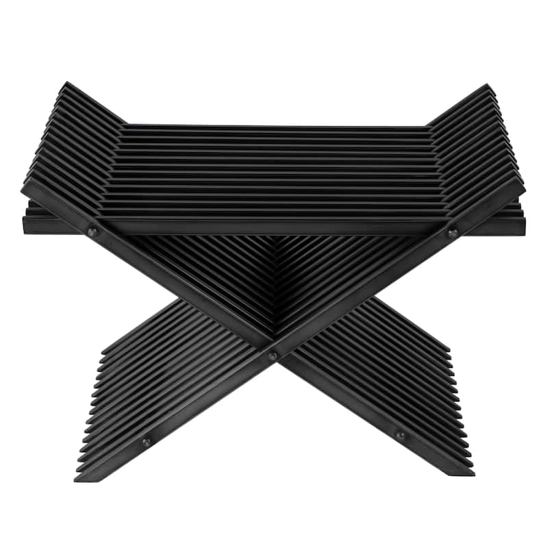 Lucan 15.5 in. Seat Height Iron X-Base Slatted Stool