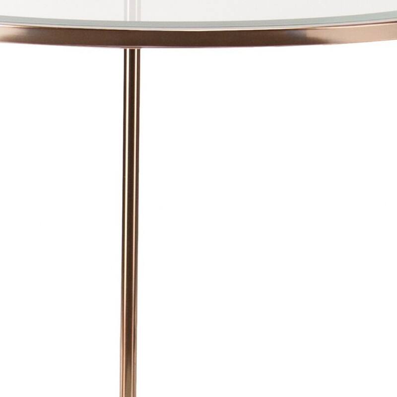 HomeRoots 26" Gold Glass And Iron Round End Table With Shelf - 24.25x24.25x26.25