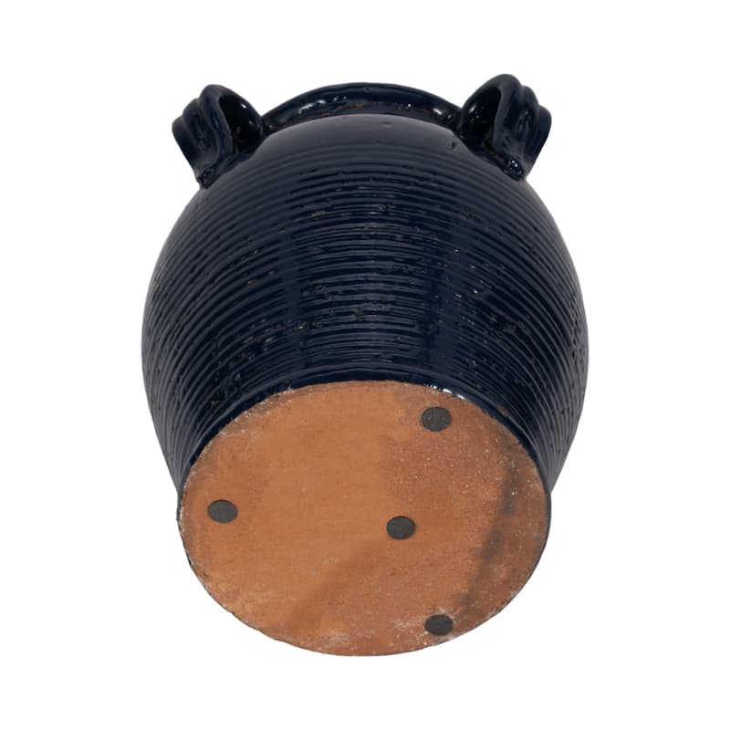 Terracotta Table Vase with Weathered Finish and Handles for Home Decor