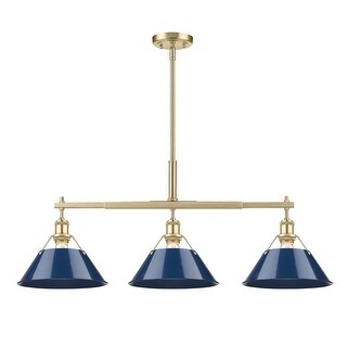 Yep by Golden Lighting Orwell 3-light Island Light in Brushed Champagne Brass and Navy Blue shade - Gold
