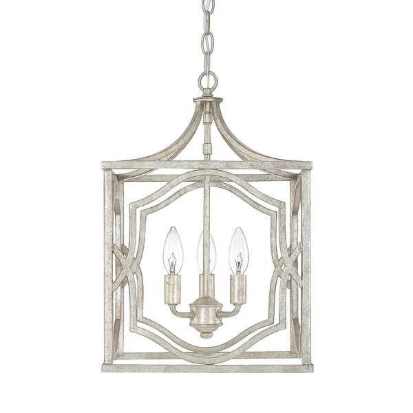 slide 2 of 2, Blakely 3-light Antique Silver Foyer Pendant/ Semi-Flush Mount - Antique Silver