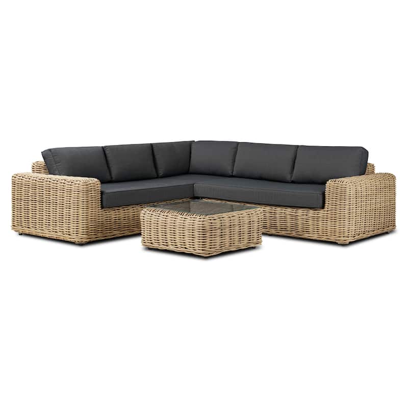 Poly & Bark Puglia Outdoor/Patio Corner Sectional Set with Coffee Table - Grey