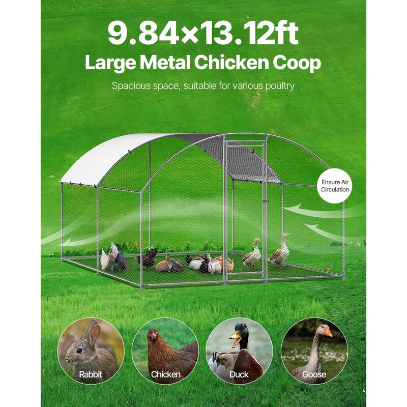 UIMOSO Metal Chicken Coop, Large Walk-in Chicken Runs with Cover, Hen House Enclosure with Security Lock