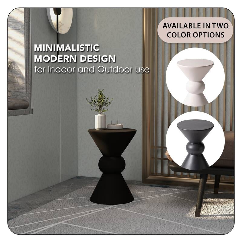 Indoor Outdoor Fiberstone Side Table and End Table Hourglass Weather Resistant Design Accent Table