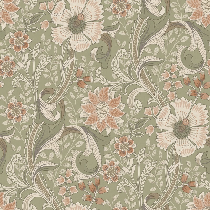 Chesapeake Liora Green Floral Trail Wallpaper