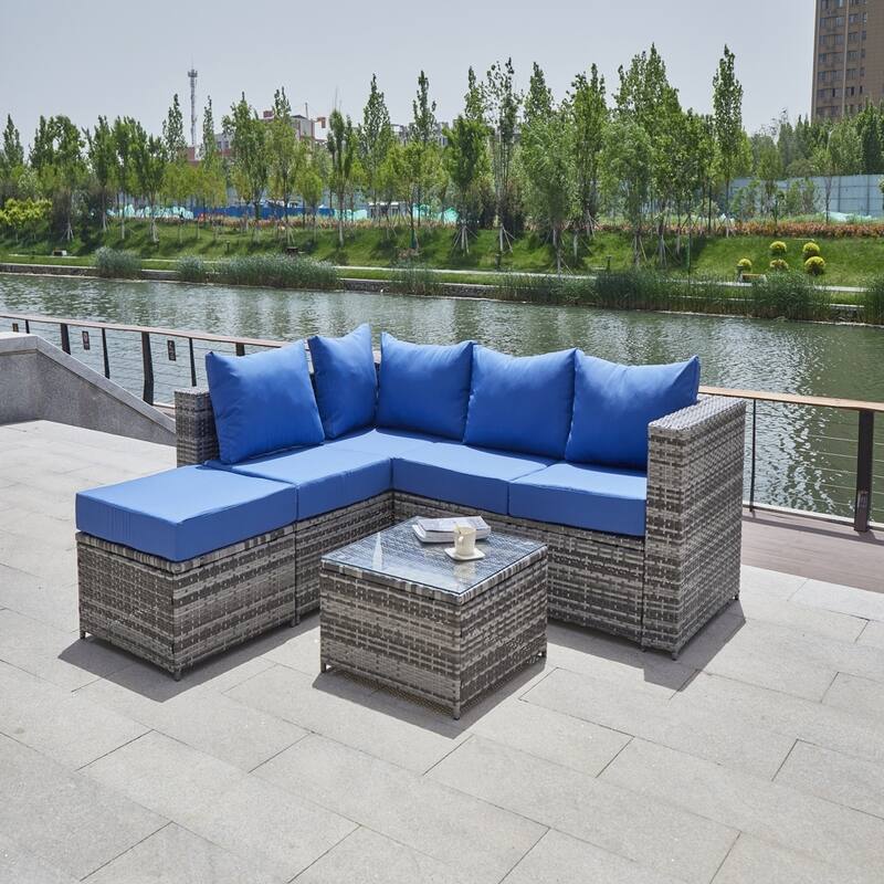 Patio Sofa Set with Cushions, All-Weather Wicker
