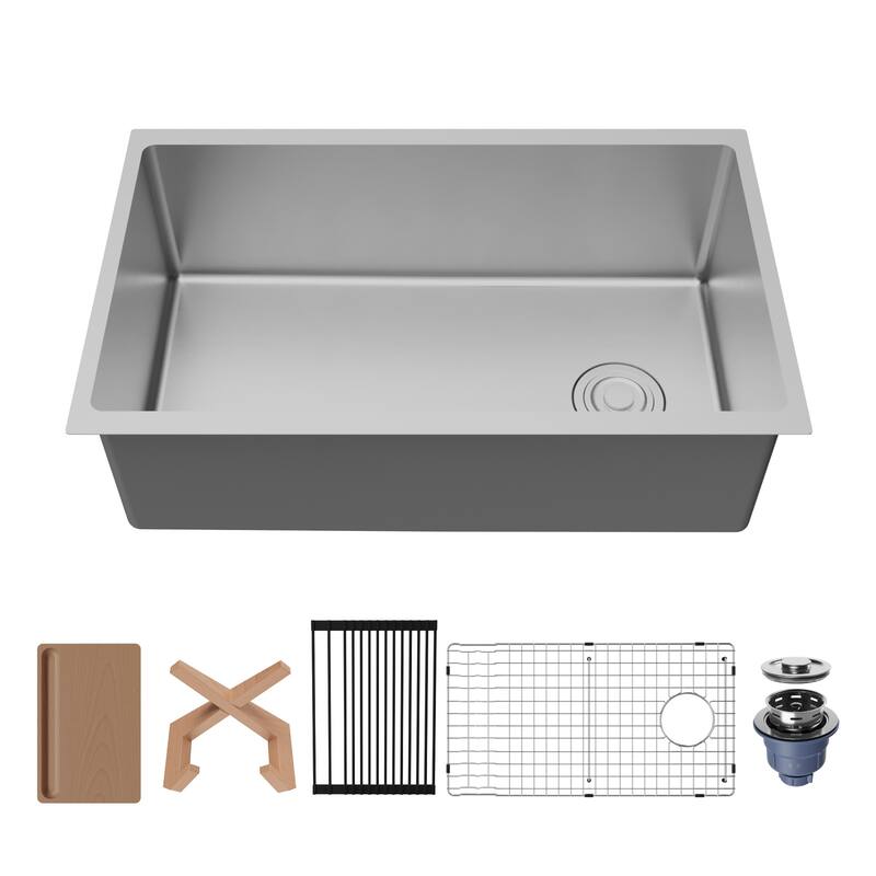 Karran USA UUMSB3032-PK1 Fusion 30" Undermount Single Basin Stainless - Satin Brushed