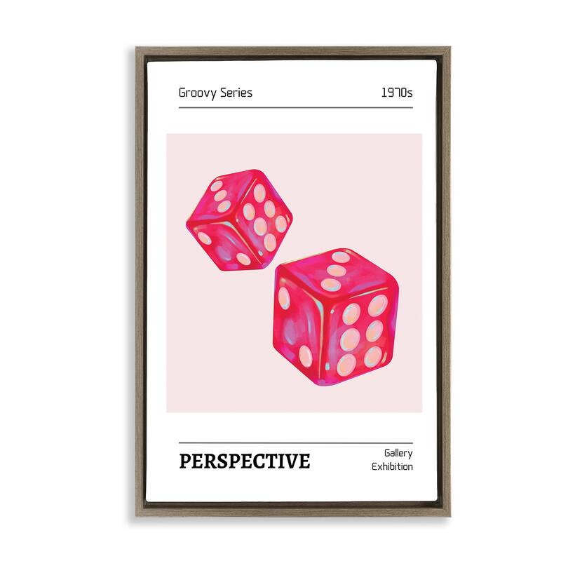 Stupell Pink Dice Pair Framed Floater Canvas Wall Art Design By LSR Design Studio - 21 x 31 - Brown