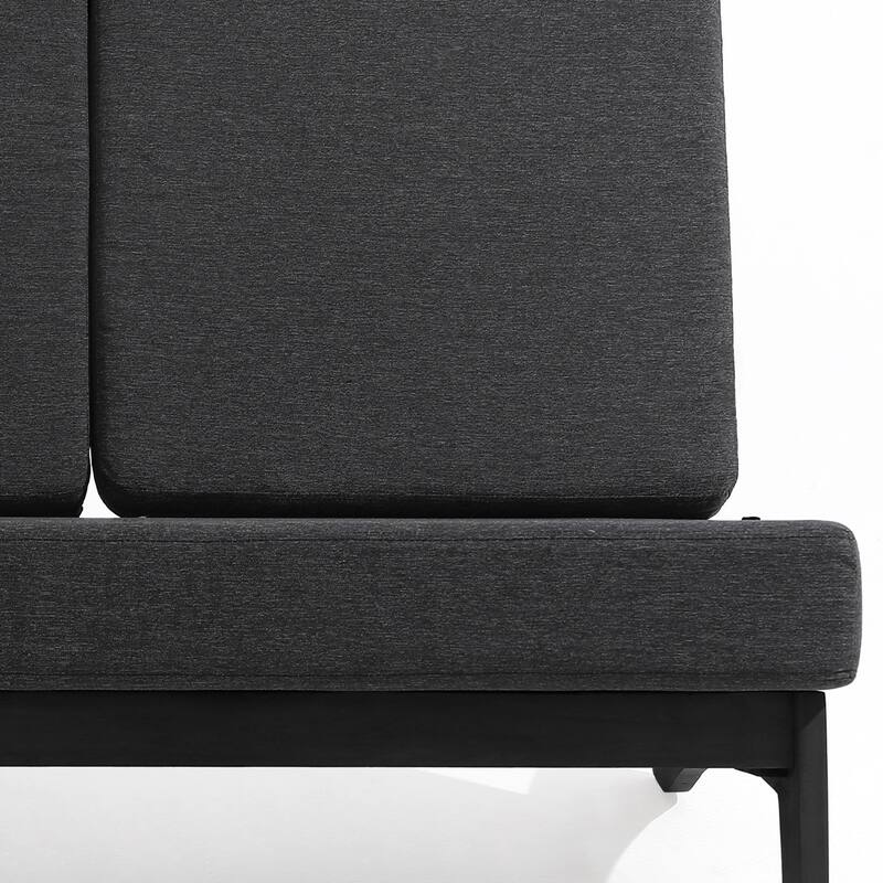 Outdoor Teak Wood Waterproof Armless Chair Loveseat with Cushions