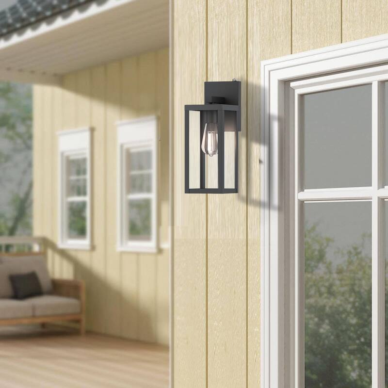 1-Light 13'' H Matte Black Outdoor Wall Lantern Sconce