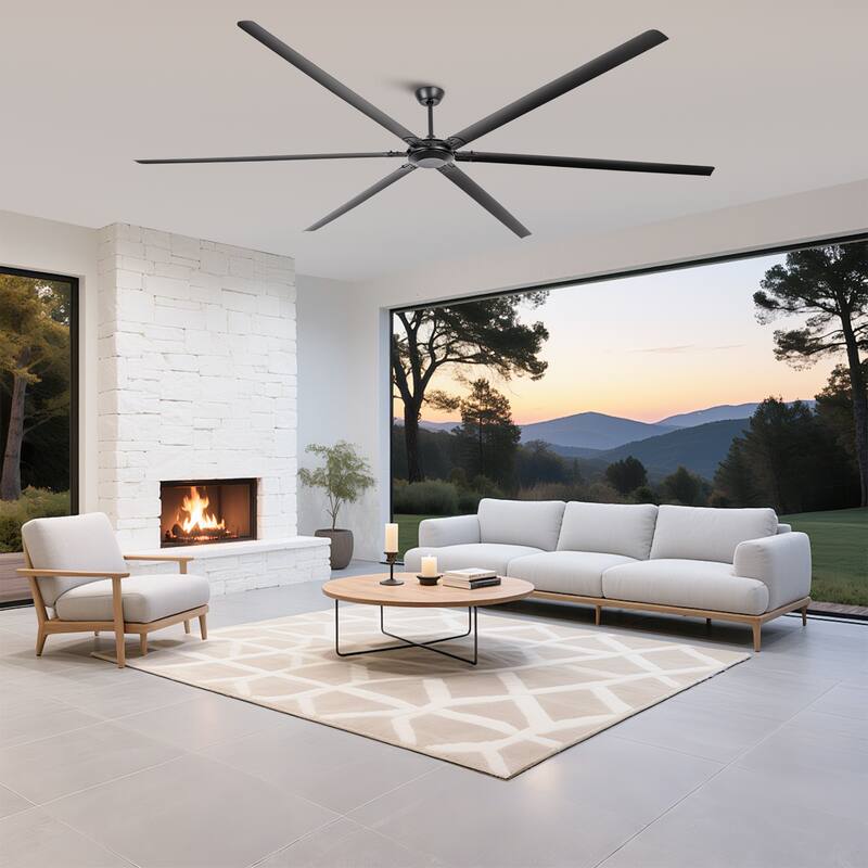 120" Industrial Black Aluminum Extra Larger Commercial Ceiling Fan with Remote