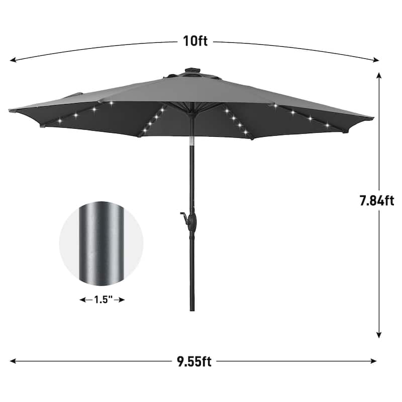 Autlaycil 10FT Solar Power LED Lights Patio Umbrella
