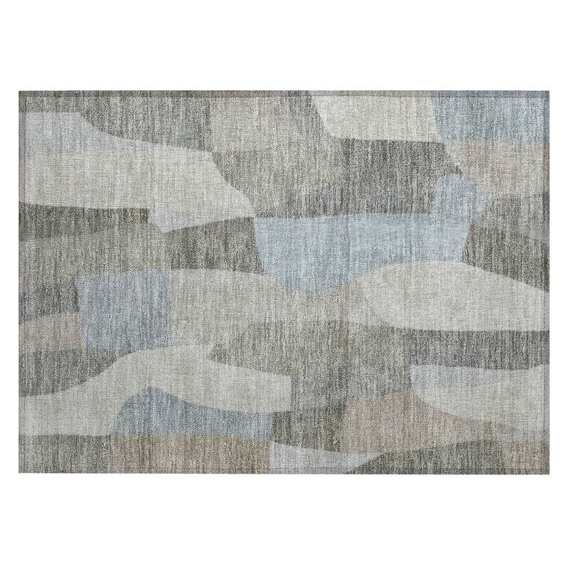 Machine Washable Indoor/ Outdoor Contemporary Layers Chantille Rug