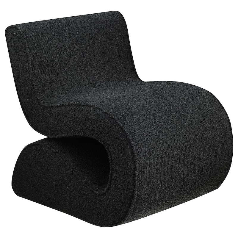 Ronea Boucle Upholstered Armless Curved Chair - Charcoal